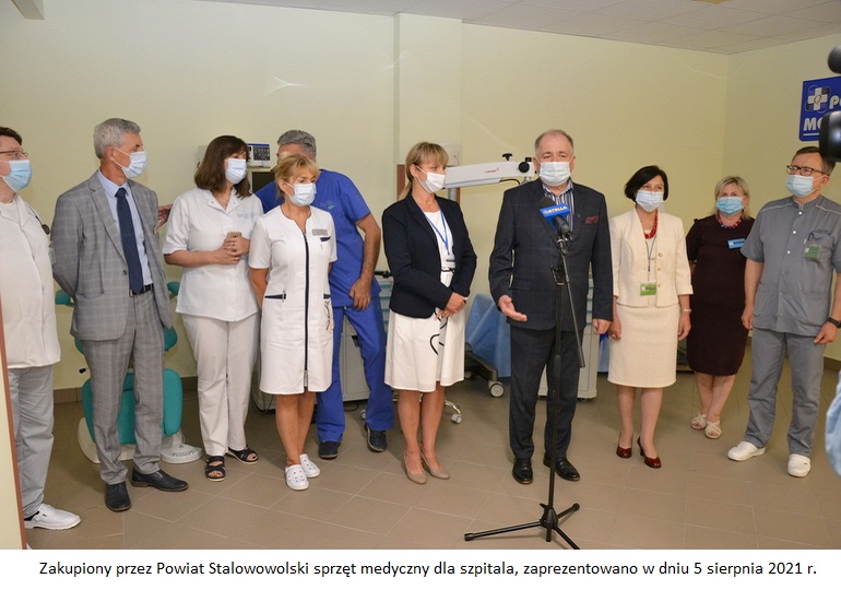 Zakupiony przez Powiat Stalowowolski sprzęt medyczny dla szpitala, zaprezentowano w dniu 5 sierpnia 2021 r.