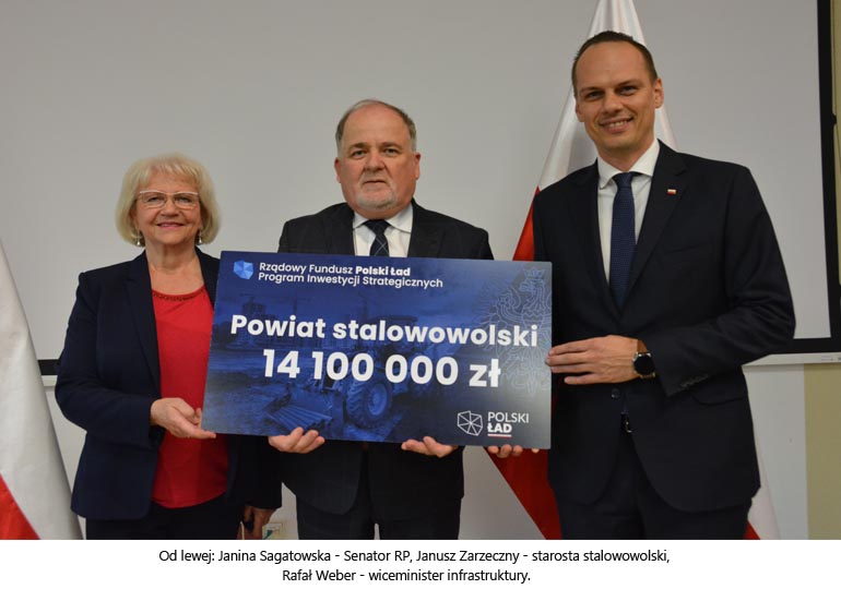Od lewej:Janina Sagatowska - Senator RP, Janusz Zarzeczny - starosta stalowowolski, Rafał Weber - wiceminister infrastruktury.